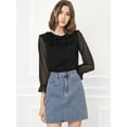 thumbnail image 3 of INSPIRE CHIC Women's Ruffle Neck Polka Dots Sheer Chiffon Blouse, 3 of 6