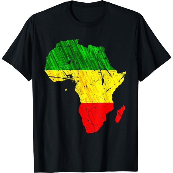 Africa Map Reggae Rasta TShirt Green Yellow Red Africa pride