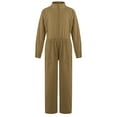 thumbnail image 3 of CHICTRY Big Girls Stand Collar Jumpsuit with Pockets Mechanic Boiler Suit One Piece Romper Coverall Khaki 16, 3 of 7