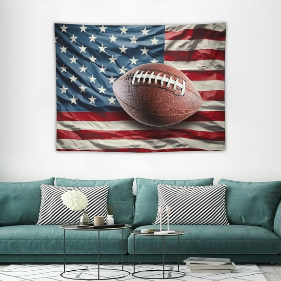 HOMICOZI  Sports Tapestry Football on American Flag Tapestry for Bedroom Living Room Dorm Party Wall Decor