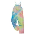 thumbnail image 5 of Gelikeya Girls Summer Casual Jumpsuits Size 13-14 Years Tie Dye Printed Casual Summer Cute Clothes Sleeveless V Neck Rompers Spaghetti Strap Outfits with Pockets (Teens, Light Green), 5 of 5