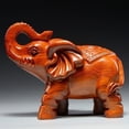 thumbnail image 1 of Ebony carved elephant figurine, solid wood carving, one pair, mahogany home, entryway, office decoration craft., 1 of 4