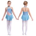 thumbnail image 3 of Oyolan Robe de Patinage à Glace Florale en Strass Sans Manches à Sequins en Maille pour Filles Enfants Robe de Patinage à Roulettes Gris Bleu 6, 3 of 7