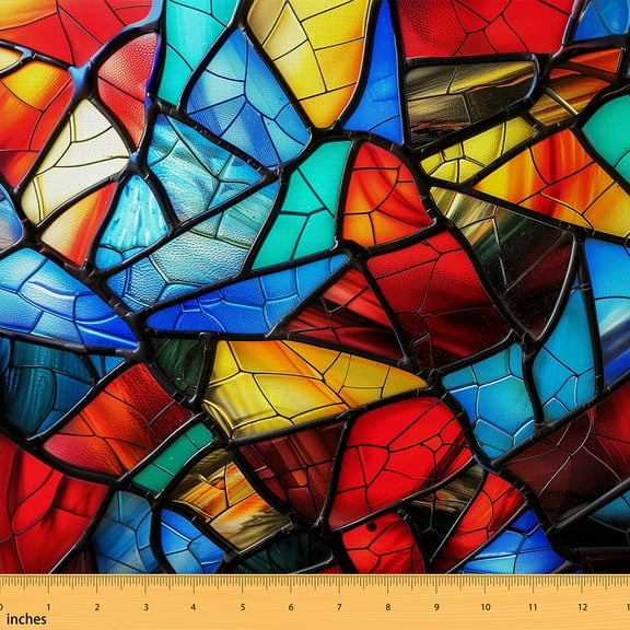 Castle Fairy Colorful Triangle Fabric by the Yard 1 Yard,Abstract Geometric Home Decor Fabric by the Yard,Exotic Style Room Decor Fabric by the Yard,Microfiber Bedroom Decor