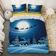3 Piece Christmas Duvet Cover Set,Soft Christmas Theme Reindeers Santa