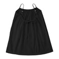 thumbnail image 4 of Xudanell Backless Cami Dress Girls Open Back Mini Linen Dress Spaghetti Strap Summer Beach Vacation Flowy Sundress for Kids (Black, 9-10 Years), 4 of 5