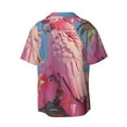 thumbnail image 2 of Haiem Pink Parrot Tropical Blossoms Men's Casual Shirts Short Sleeve Button Down Shirts Fashion Textured Summer Beach Shirt-Small, 2 of 7