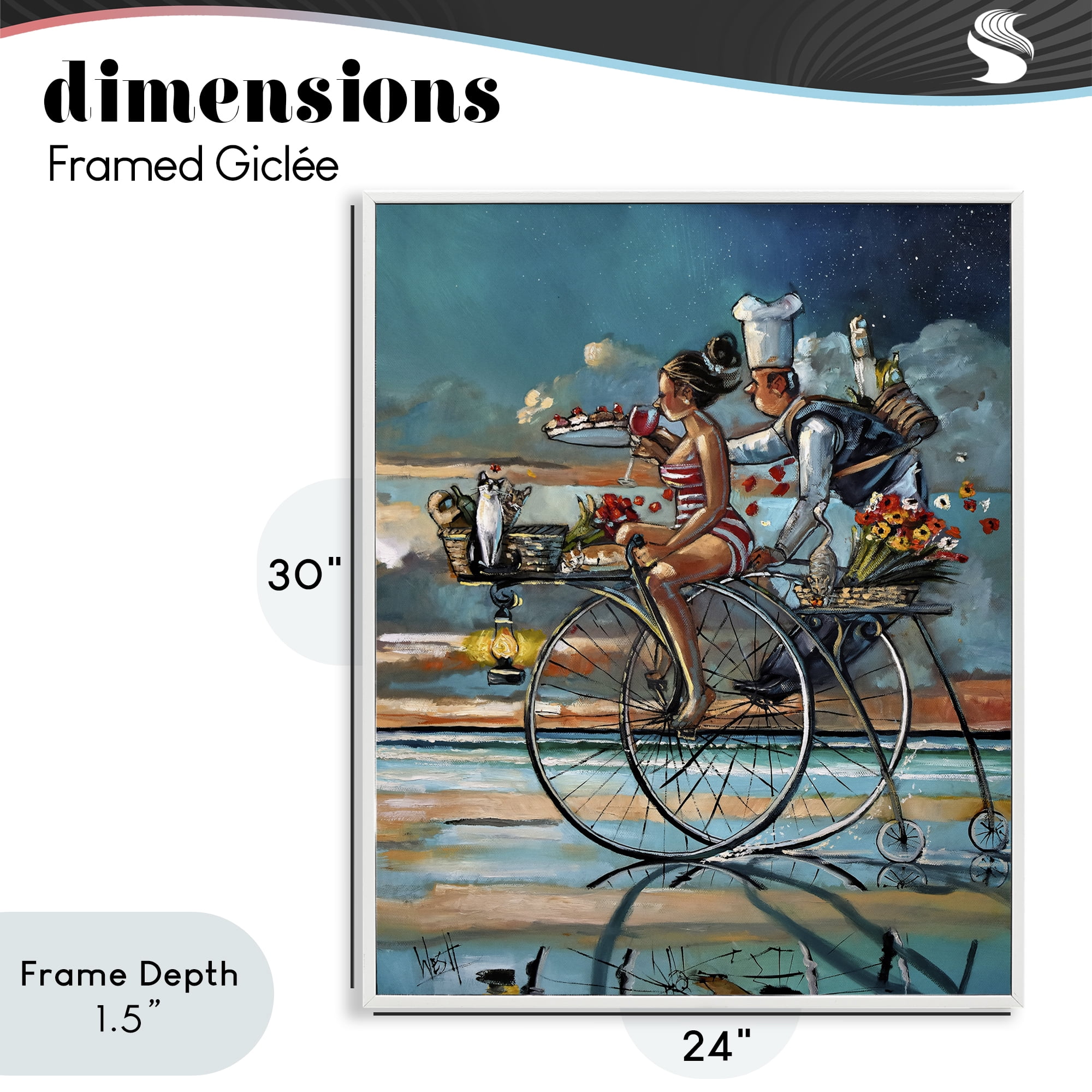 Stupell Industries Zaan's Dream Seaside Bicycle Ride White Framed Giclee Art, design by Ronald West