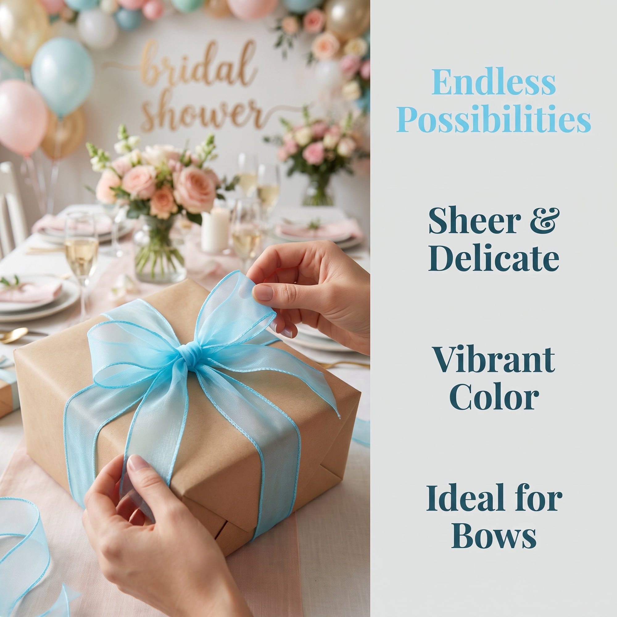 Unique Bargains 10Pcs Woven Edge Chiffon Ribbon on Sturdy Spools Sky Blue 2.4 Yard