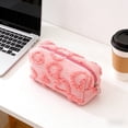thumbnail image 6 of NWOKYZGH Fluffy Heart Makeup Bag Cute Plush Make up Pouch for Valentine's Day Women Cosmetic Bag with Zipper Travel Make up Toiletry Organizer Purse Organizer, 6 of 7
