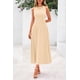 thumbnail image 3 of Vestido PRETTYGARDEN Midi Sin Mangas Línea A Plisado Albaricoque Talla L, 3 of 8