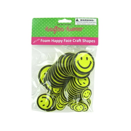Peel &Amp; Stick Foam Happy Face Craft Shapes (Pack Of 12)