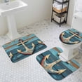 thumbnail image 3 of Marine Nautical Bathroom Rugs Set Vintage Anchor Blue Wooden Board Non Slip Absorbent Soft Bath Mats 3 Piece Set with Bathroom Rug, U-Shaped Floor Mat, Toilet Seat Cover Large Size, 3 of 9