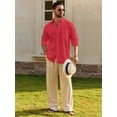 thumbnail image 3 of sogami Men's Cotton Linen Shirt Casual Long Sleeve Button Down Shirt, 3 of 6