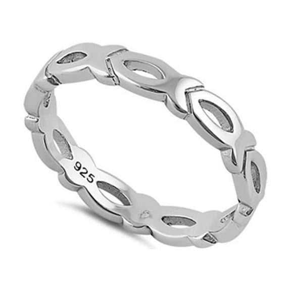 925 Sterling Silver Oxidized Platinum Plated Infinity Fish Women Valentines Day Gifts Ring