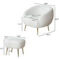 thumbnail image 2 of Fithood FCH Faux Fur Barrel Accent Chair with Ottoman for Bedroom Living Room Guestroom, White, 2 of 5