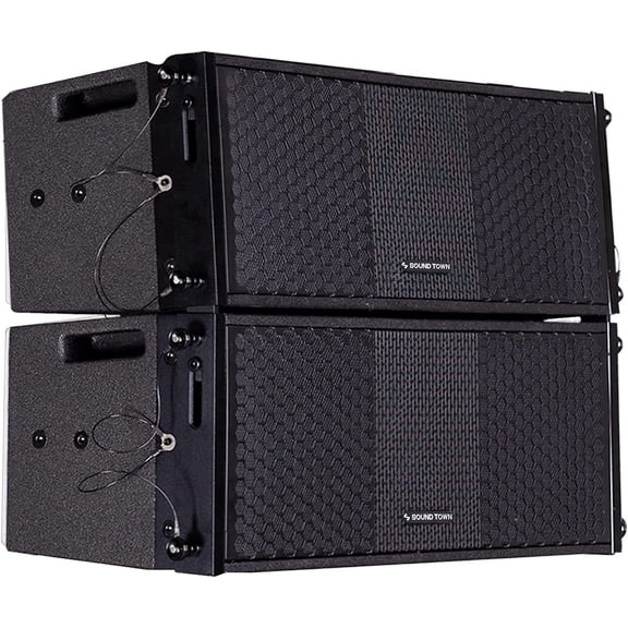 Sound Town ZETHUS Series Pair of 2 Dual 8" Passive Line Array Loudspeakers, 700W, Full-Range/Bi-Amp Switchable, Birch Plywood, Black (ZETHUS-208BV2-PAIR)