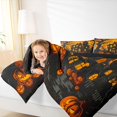 thumbnail image 3 of Manfei Western Spooky Haunted House Queen Comforter Set for Kids, Black Orange Halloween Theme Comforter Sets Queen, Black Reversible, 3pcs, 1 Comforter and 2 Pillowcases, 3 of 6