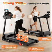 Folding Treadmill w/ Incline, 3.5HP Treadmill for Home w/ 330lb Capacity, 71 Programs