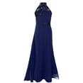 thumbnail image 4 of TTAO Flower Girls Halter Neck Princess Pageant Maxi Dress Kids Sparkly Wedding Party Prom Ball Gown Navy Blue 10, 4 of 7