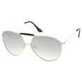 thumbnail image 2 of sunglassLA Unisex Modern Brow Bar Detail Slim Temple Metal Frame Colored Mirror Lens Aviator Sunglasses 62mm (Silver-Black / Silver Mirro) - 62mm, 2 of 4
