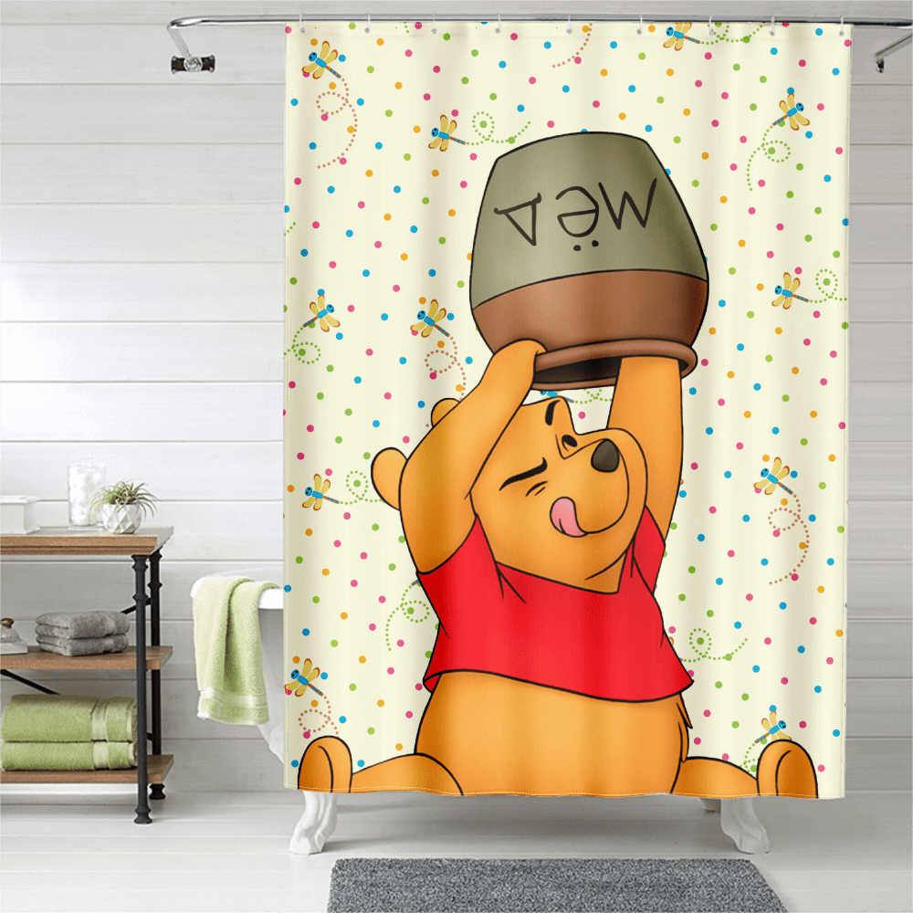 Winnie the Pooh Shower Curtain, Durable Shower Curtain Machine Washable