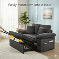 thumbnail image 5 of 3 in 1 Convertible Sleeper Sofa Bed, 60" Pull Out Couch with Adjustable Backrest, Corduroy Loveseat Sofa Couch with Side Pockets for Living Room Bedroom Apartment Small Space (Dark Grey), 5 of 7