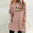 thumbnail image 2 of Lovskoo Fuzzy Fleece Pullover Tops for Women Winter Warm Printed Long Sleeve with Pocket Crewneck Solid Color Warm Top Pink, 2 of 6