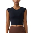 thumbnail image 4 of IDOPIP Women Twist Back Workout Top with Built in Bra Cap Sleeve Pilates Yoga Crop Open Back Sports Top Athletic Gym Tight Shirt, 4 of 7