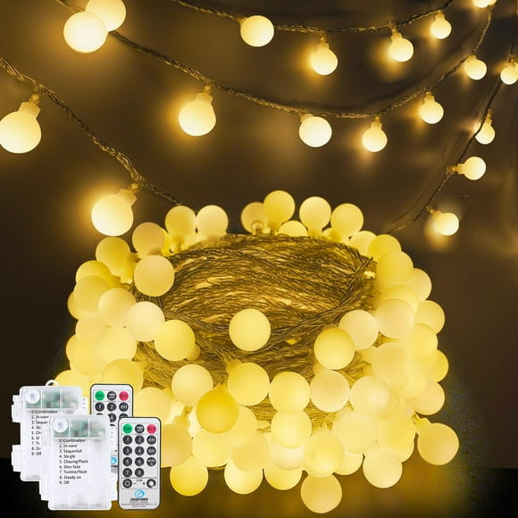 Cadena de luces LORRYTE, paquete de 2, 16 m, 120 LED, impermeables