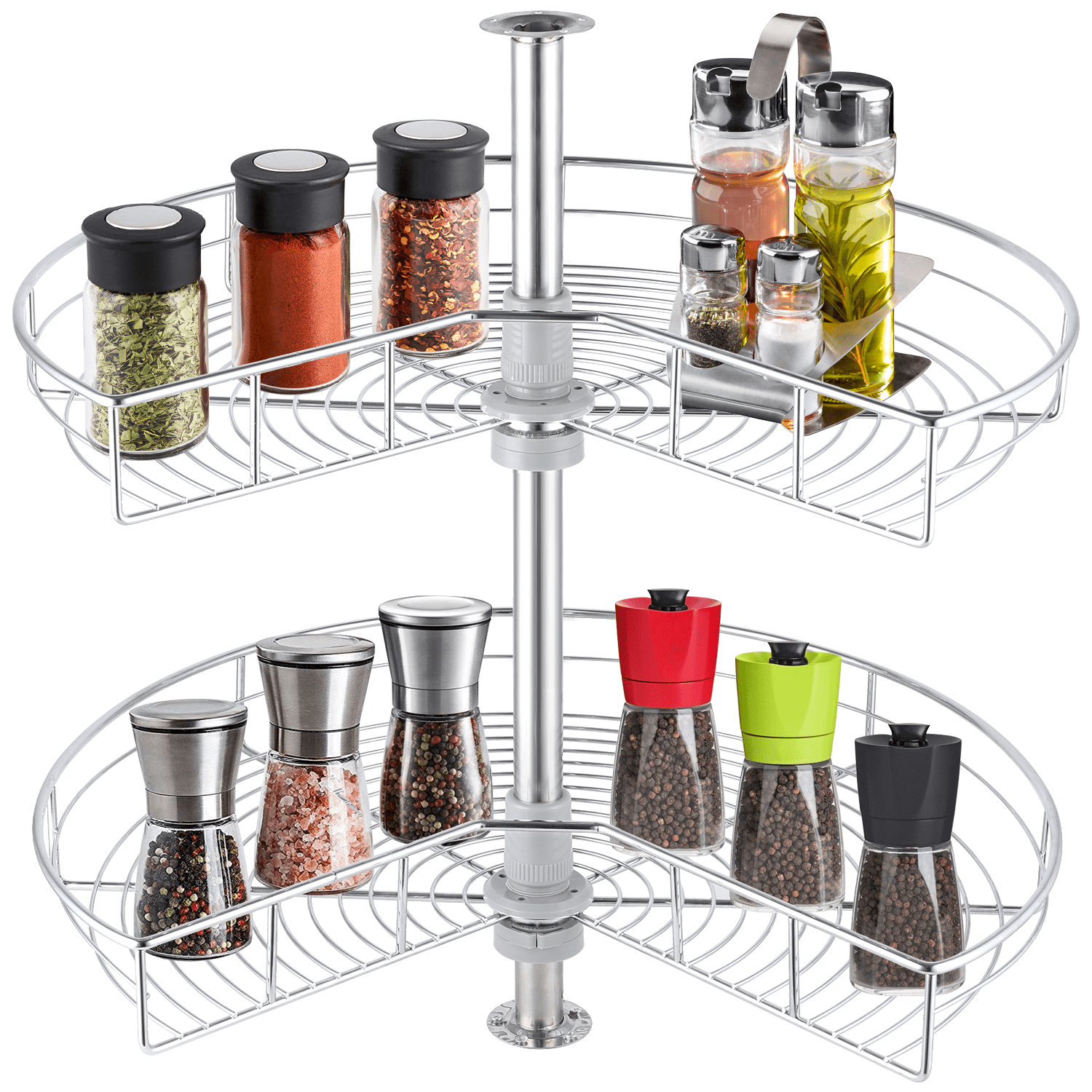 Kidney Shaped Chrome Corner Organizer 24" Diameter Kitchen