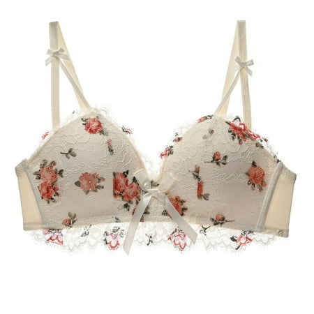 

Women s Support Wirefree Bra Plus Size No Wire Bra Sweet Girls Eyelash Lace Bra Tops Breathable Comfy Gathered Underwear