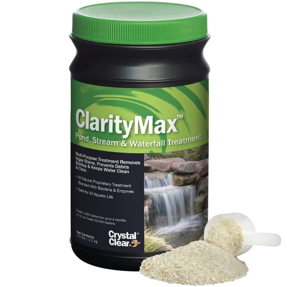CrystalClear ClarityMax, All-in-One Pond Clarifier Treatment, All-Natural Beneficial Bacteria & Enzymes Provide Max Clarity, Koi Fish & Pet Safe, Algae Stain Remover, Crystal Clear Water Garden 2.5LB