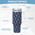 thumbnail image 5 of Sikiie Blue Gingham Buffalo Check Insulated Stainless Water Bottle Lid Travel Mug Cup Insulated Tumblers Cup 40oz Ice Bully With Handle, 5 of 8