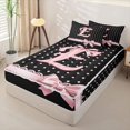 thumbnail image 2 of Manfei Personalized Monogrammed Gifts Zipper Full Size Comforter Sets with Fitted Sheet and 2 Pillowcases,Kawaii Bowknot Alphabet E Zipper Bedding Set,Black Reversible,4-Piece, 2 of 7