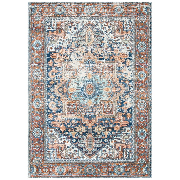 SAFAVIEH Aria Gligor Oriental Area Rug, Navy/Rust, 5'3" x 7'7"
