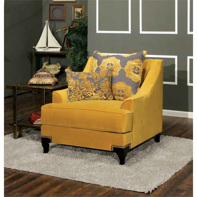 Furniture of America Charlette Traditional Fabric Accent Chair in Gold