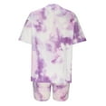 thumbnail image 5 of successthop Womens Matching Lounge Set Shorts Tie Dye Gradient Crewneck Short Sleeve Shirts and Shorts Comfy Trendy Pajamas Lounge Set Loungewear Summer Outfits, 5 of 7