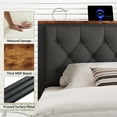 thumbnail image 4 of iPormis Full Bed Frame with 2 Drawers, Metal Platform Bed with Charging Station and Linen Fabric Storage Headboard Strong Metal Slats Black,Gray, 4 of 8