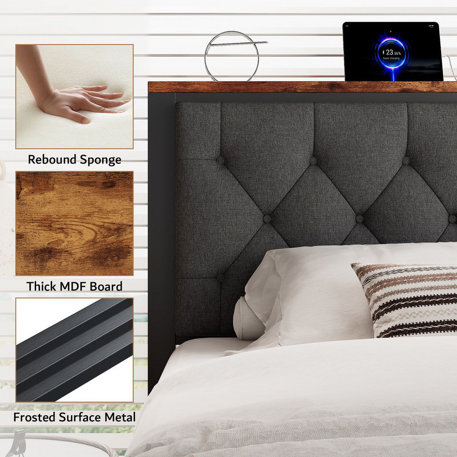 iPormis Full Platform Bed with Storage Drawers and Charging photo 4
