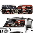 thumbnail image 2 of Uorisanigo Skull American Flag Windshield Sun Shade for Jeep Wrangler JK JKU JL JLU1997-2024, Front Window Visor Shade Blocks UV Rays Foldable Sunshade with Storage Pouch, Easy to Store, 2 of 7