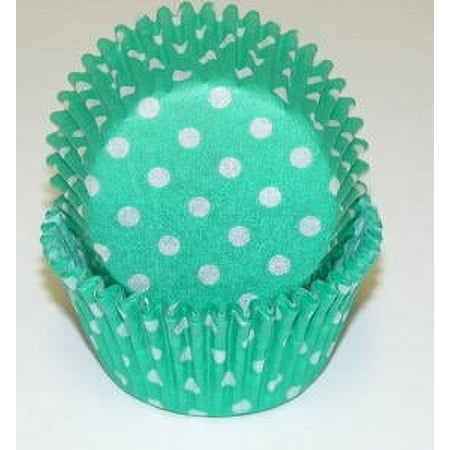 Green and White Polka Dot Cupcake Liners - Baking Cups -50pack