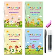 1set Full English Groove Calligraphy Practice Book For Preschoolers With  Control Pen And Magic Writing Stickers Set