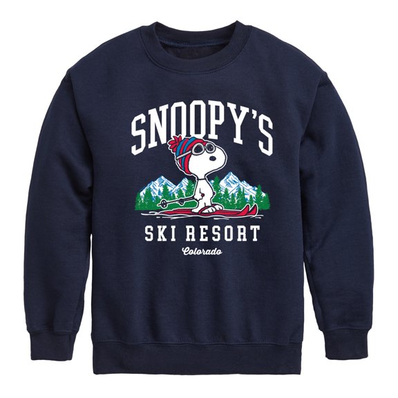 Peanuts - Snoopy's Ski Resort Graphic Long Sleeve Fleece Sweatshirt