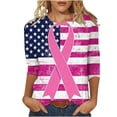 thumbnail image 2 of Nfurl Breast Cancer Shirts for Women Pink Ribbon Print Loose Casual 3/4 Sleeve T Shirts Inspirational T-shirts Breast Cancer Awareness Clothes Pink,L, 2 of 7