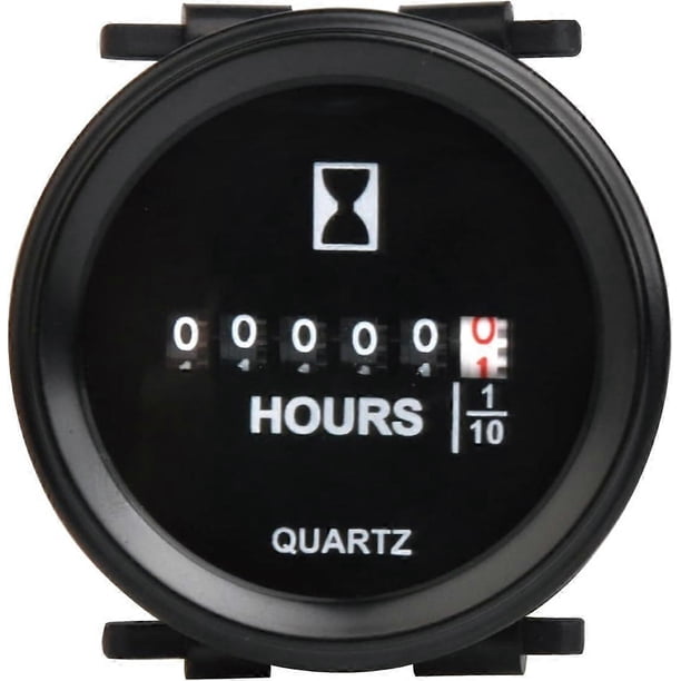 Round Mechanical Hour Meter Gauge, Digital Motorcycle Hour Meter, Waterproof for Garden Tractor Sailboat Zero Turn Lawn Mower Generator