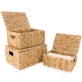 thumbnail image 5 of TREVIETDECOR Wicker Storage Baskets with Lids, Set of 3 Rectangular Water Hyacinth Baskets, 5 of 7