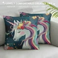 thumbnail image 3 of Creowell  Throw Pillow Cover Unicorn Wildflowers Decor Lumbar Pillow Case Cushion for Sofa Couch Bed, 3 of 5