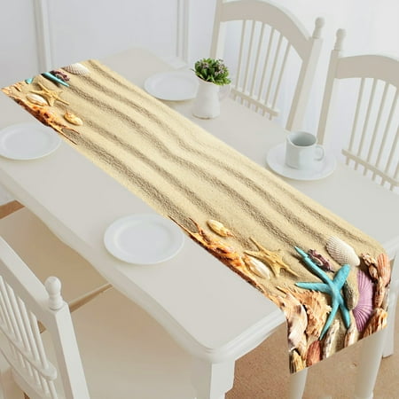 

ABPHQTO Seashells Summer Sandy Beach Table Runner Placemat Tablecloth For Home Decor 14x72 Inch