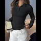 thumbnail image 5 of Suéteres de Punto para Mujer, Suéteres de Larga con Cuello en V, Camisetas Casuales, Conjuntos de Moda de Otoño. Negro S, 5 of 8